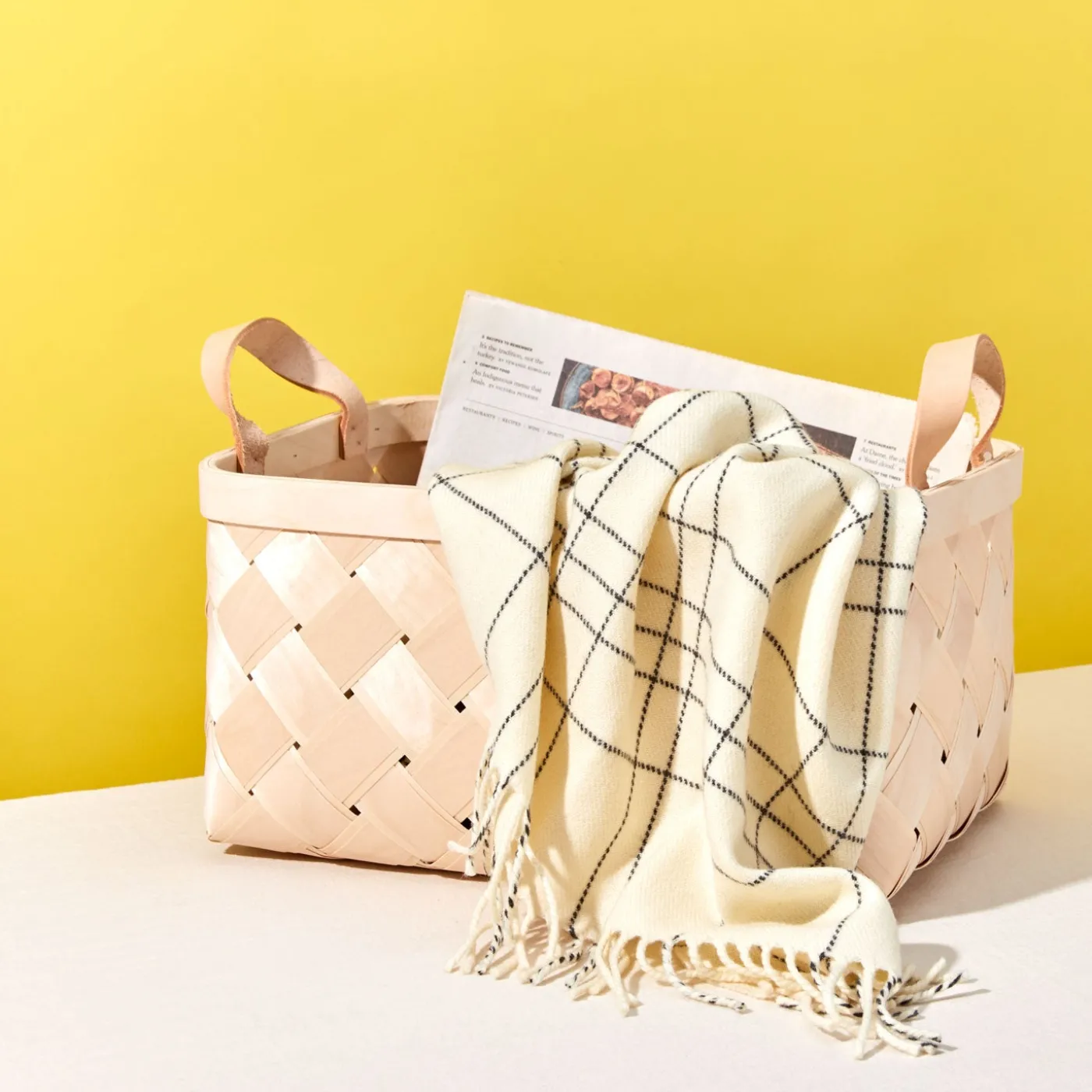Birch + Leather Basket