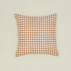 Block Printed Grid Pillow Cover