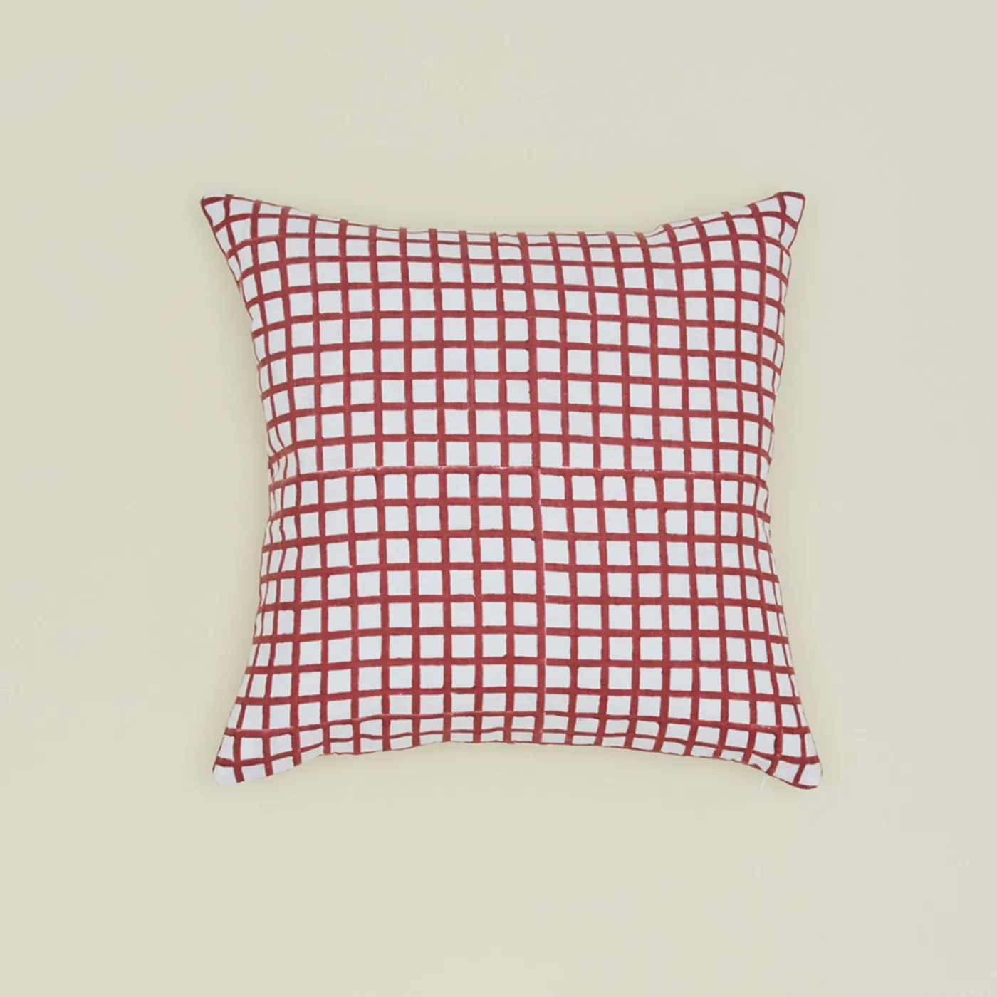Block Printed Grid Pillow Cover