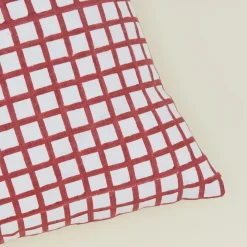 Block Printed Grid Pillow Cover