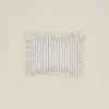 Block Printed Striped Ruffled Pillow Cover