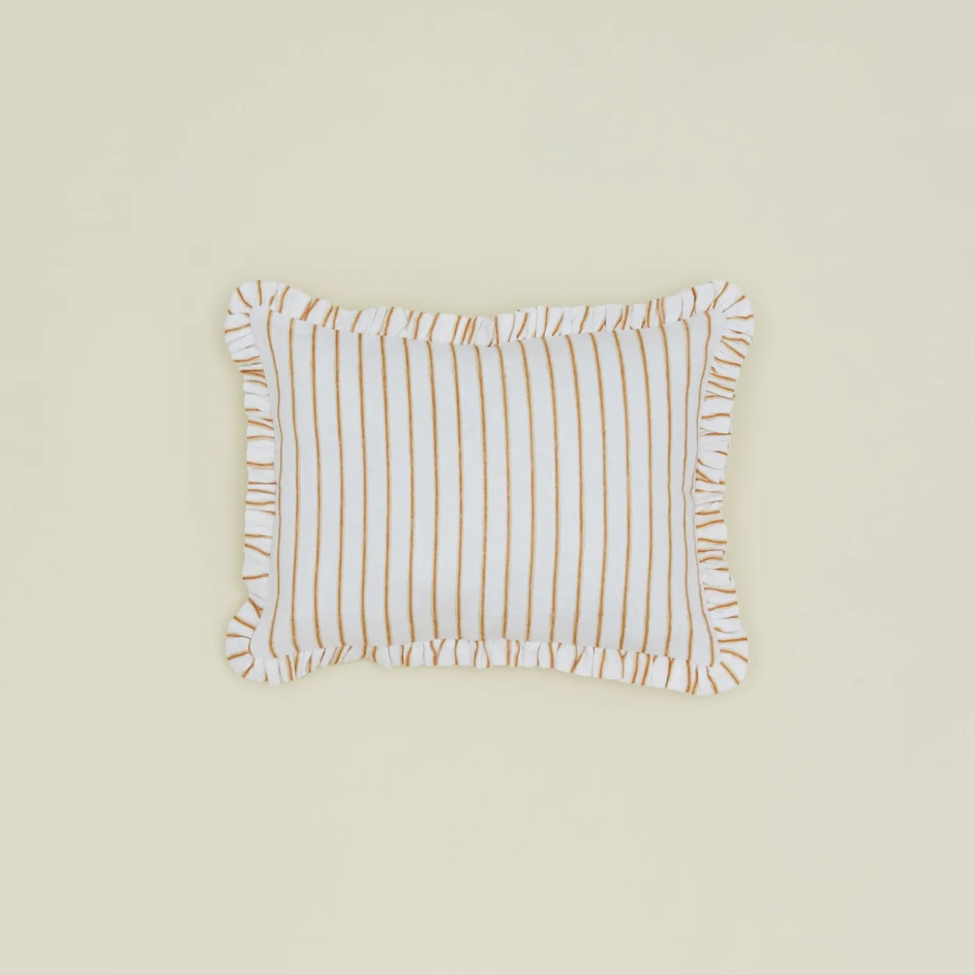 Block Printed Striped Ruffled Pillow Cover