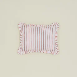 Block Printed Striped Ruffled Pillow Cover