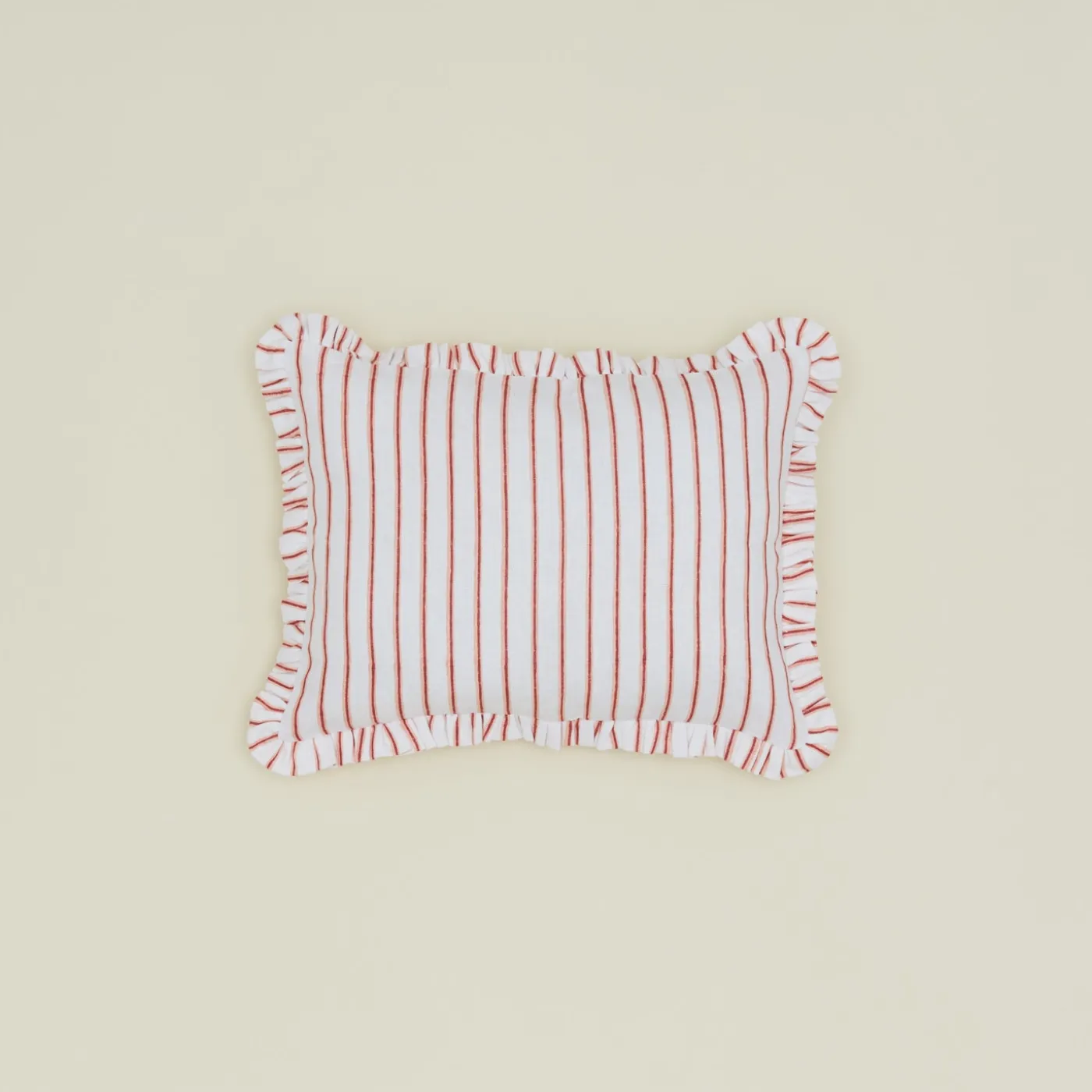 Block Printed Striped Ruffled Pillow Cover