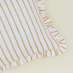 Block Printed Striped Ruffled Pillow Cover