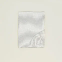 Chambray Linen Throw Blanket - White Stripe