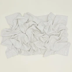 Chambray Linen Throw Blanket - White Stripe