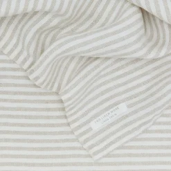 Chambray Linen Throw Blanket - White Stripe