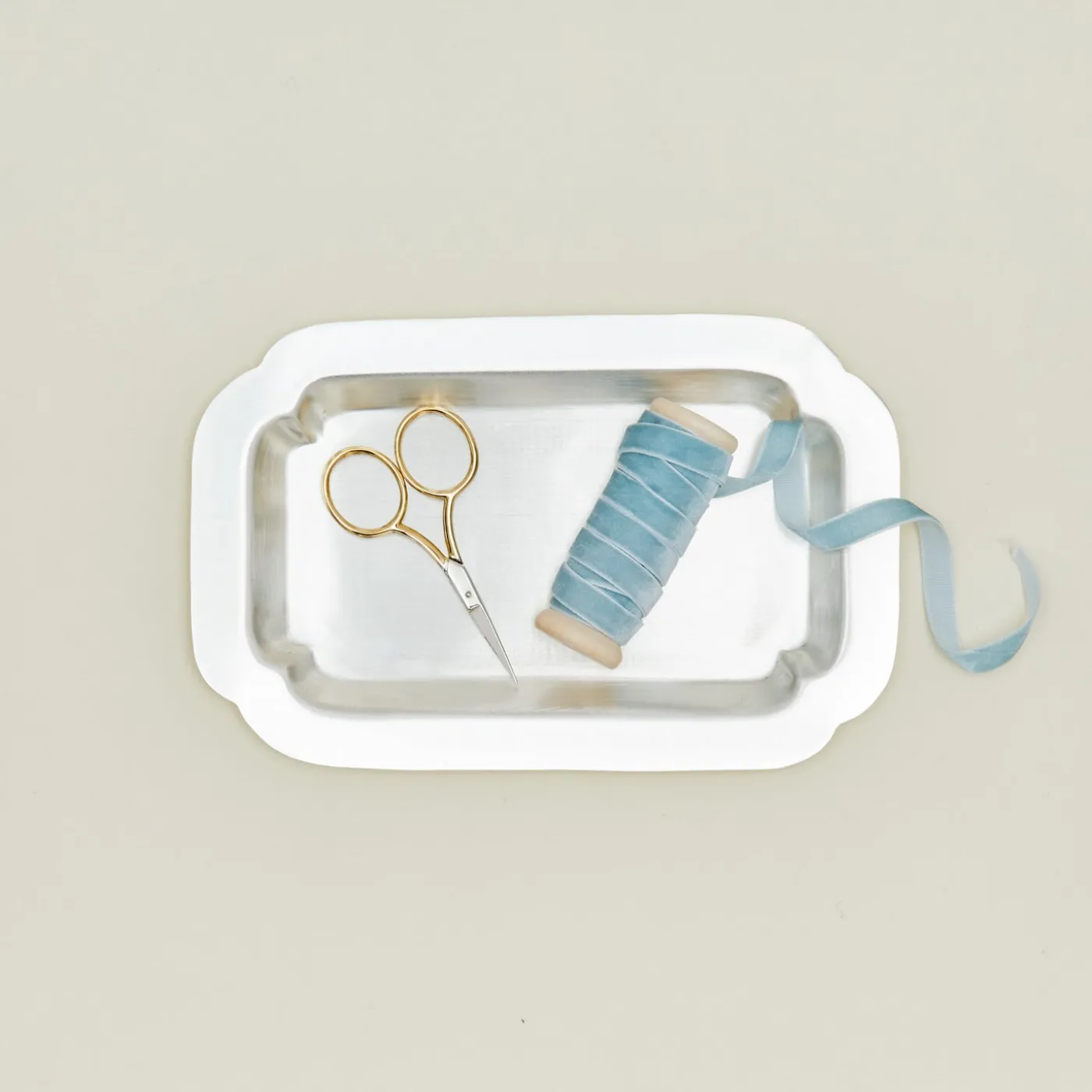 Decorative Edge Rectangular Silver Tray