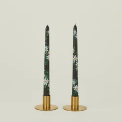 Floral Handpainted Taper Pair - Black