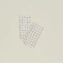 Hand Block Grid Napkin, Set of 2