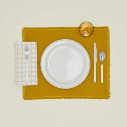 Hand Block Grid Napkin, Set of 2