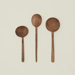 Hand Carved Walnut Large Round Spoon