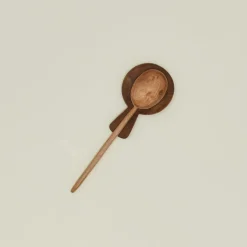 Hand Carved Walnut Spoon Rest + Handle