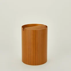 Lidded Wooden Wastebasket
