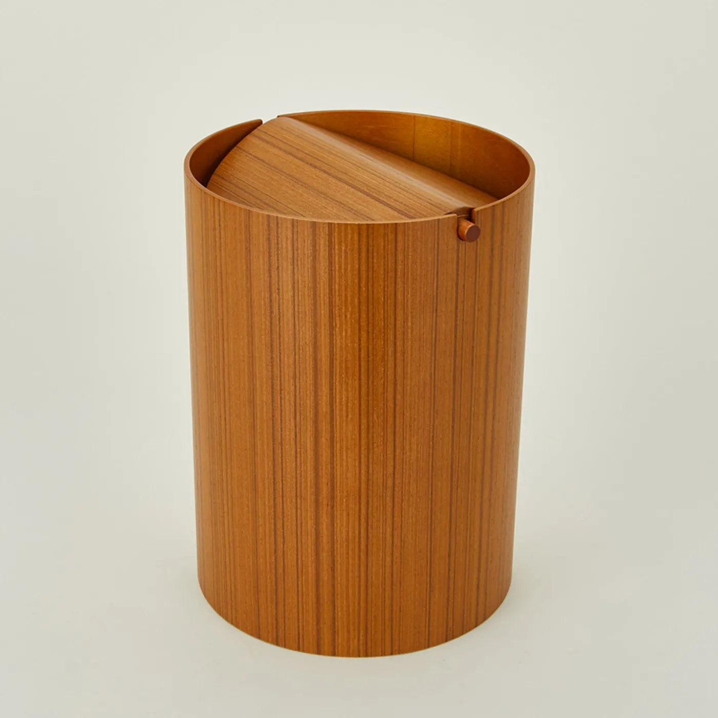 Lidded Wooden Wastebasket