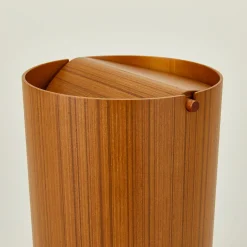 Lidded Wooden Wastebasket