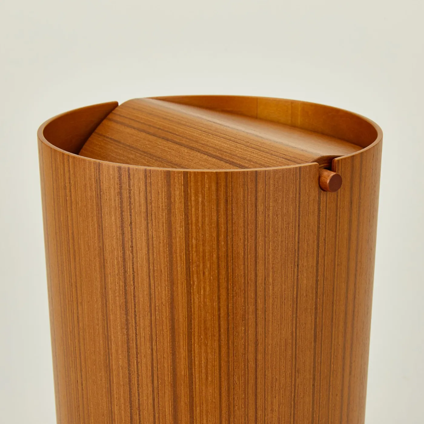 Lidded Wooden Wastebasket