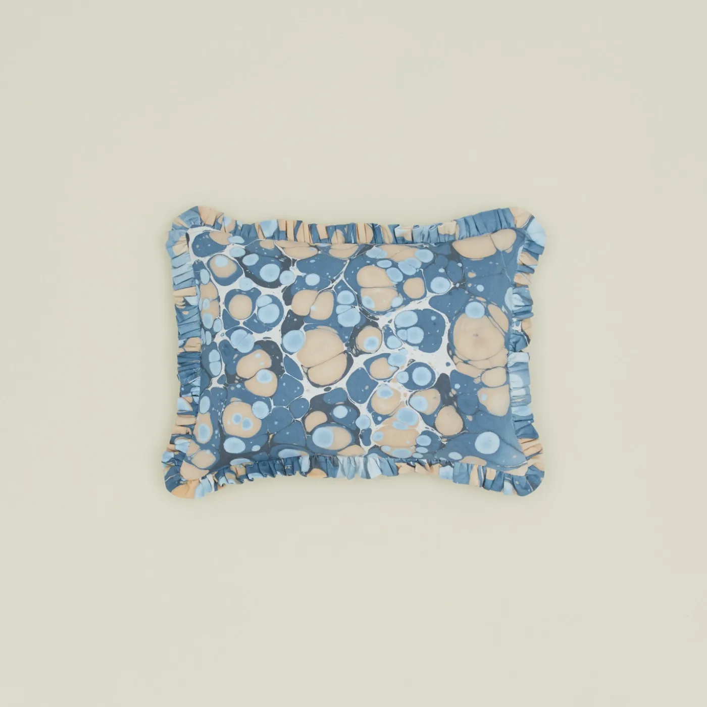 Marbled Cotton Ruffled Pillow Cover