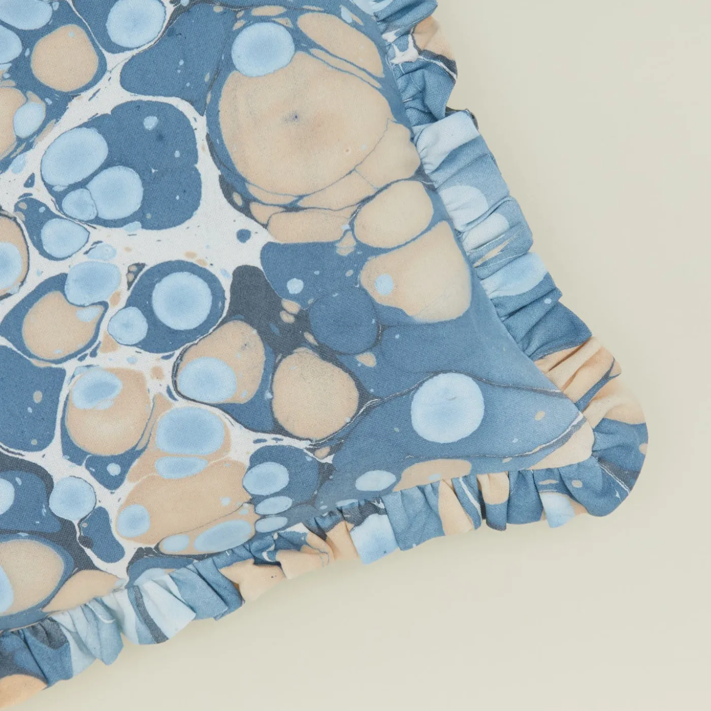 Marbled Cotton Ruffled Pillow Cover