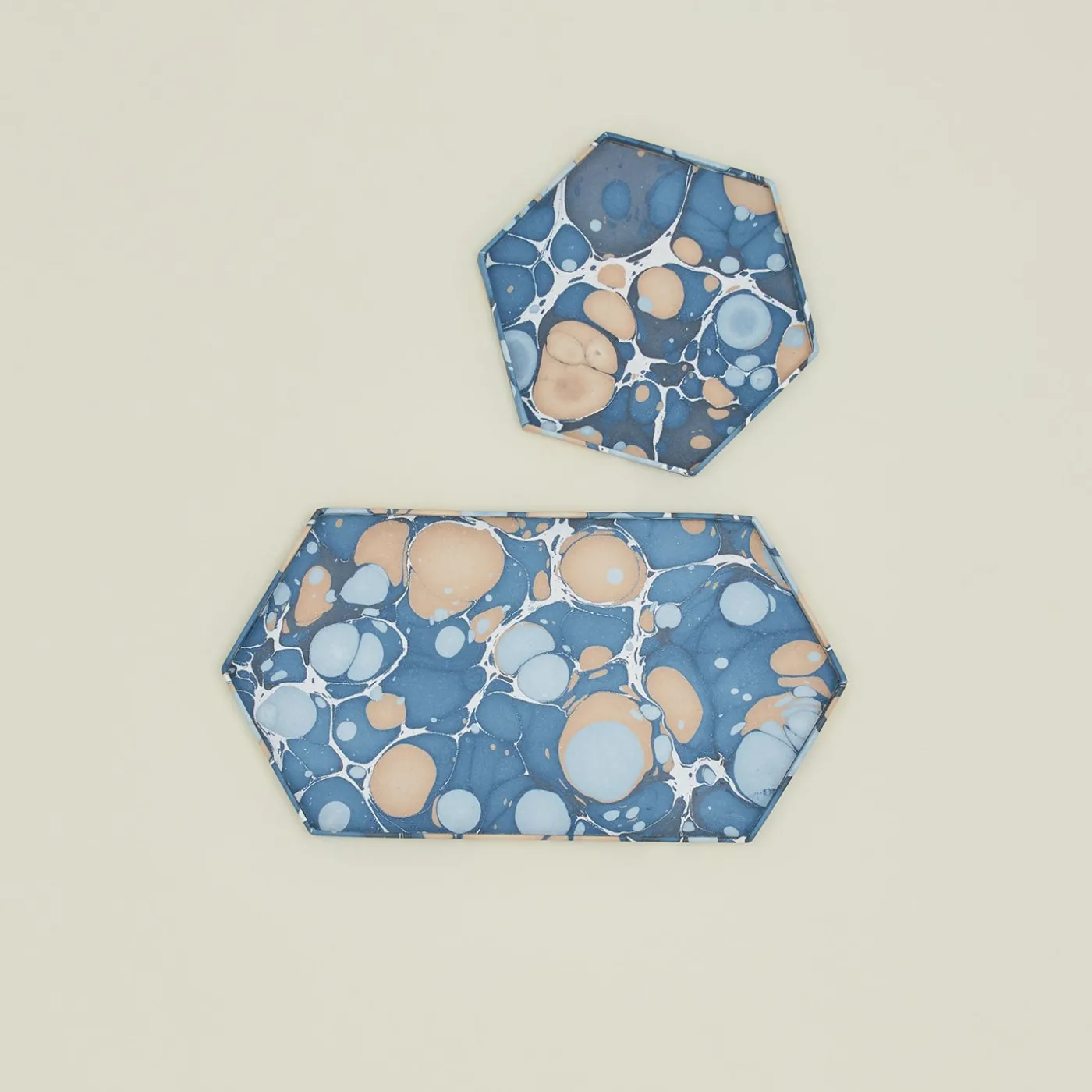 Marbleized Hexagon Tray, Set of 2