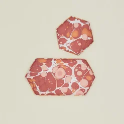 Marbleized Hexagon Tray, Set of 2