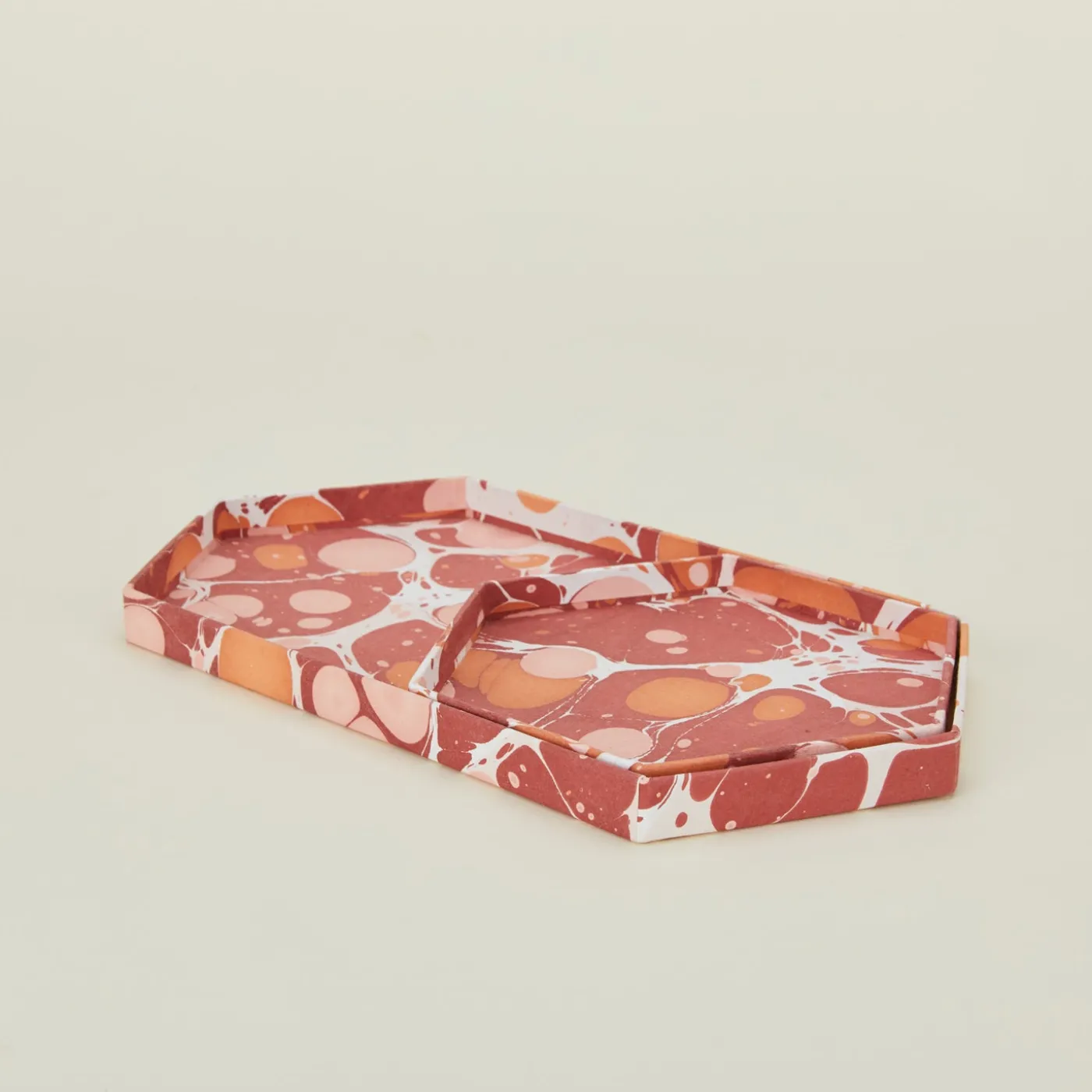 Marbleized Hexagon Tray, Set of 2
