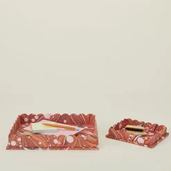 Marbleized Scalloped Tray, Set of 2