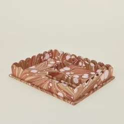 Marbleized Scalloped Tray, Set of 2