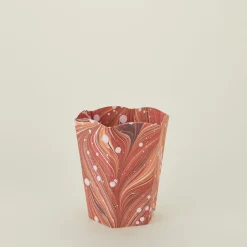 Marbleized Scalloped Wastebasket