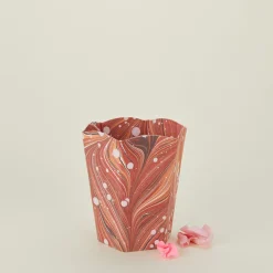 Marbleized Scalloped Wastebasket