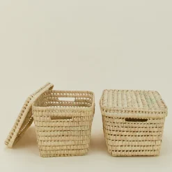 Open Weave Lidded Basket