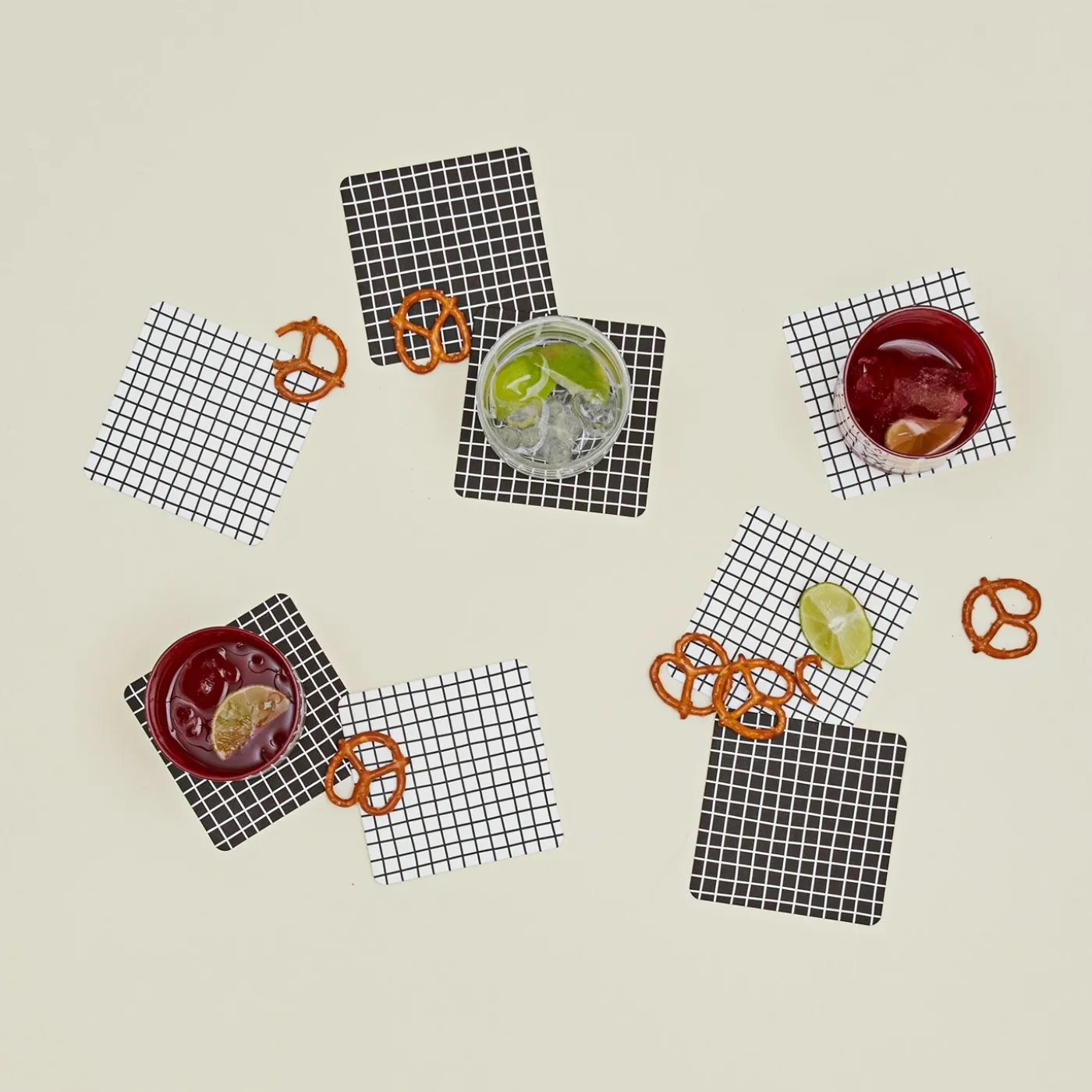Reusable Paper Coaster, Set of 8 - Gridded
