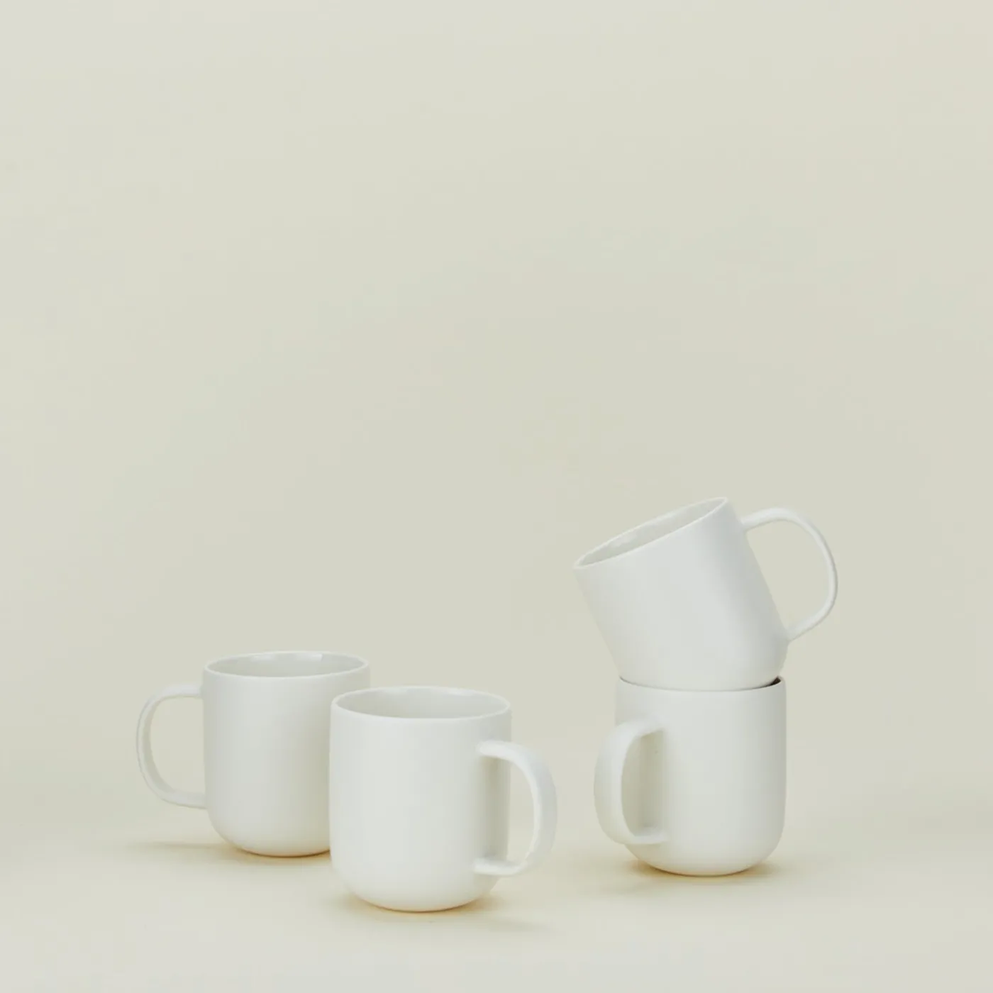 Simple Porcelain Mug, Set of 4