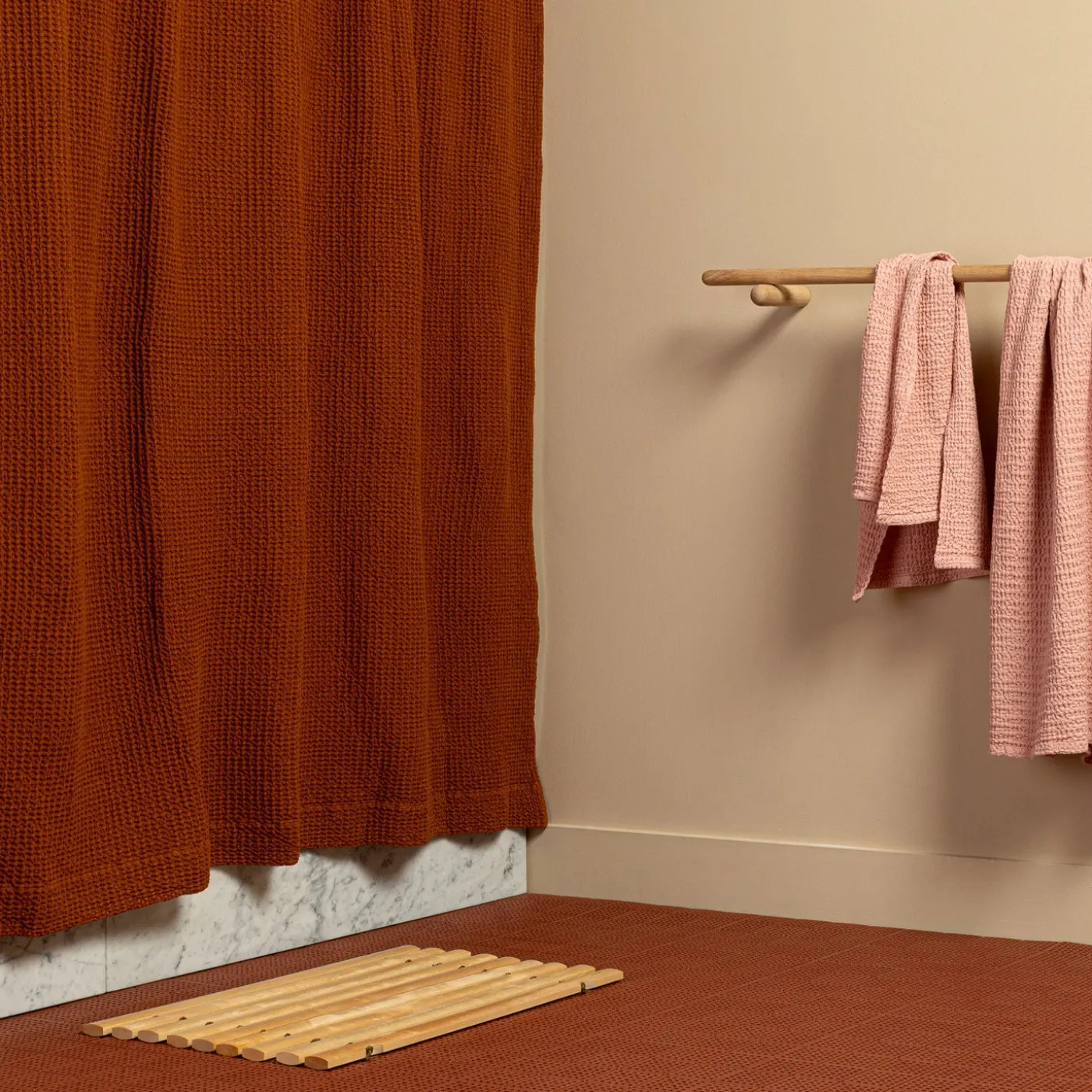 Simple Waffle Shower Curtain