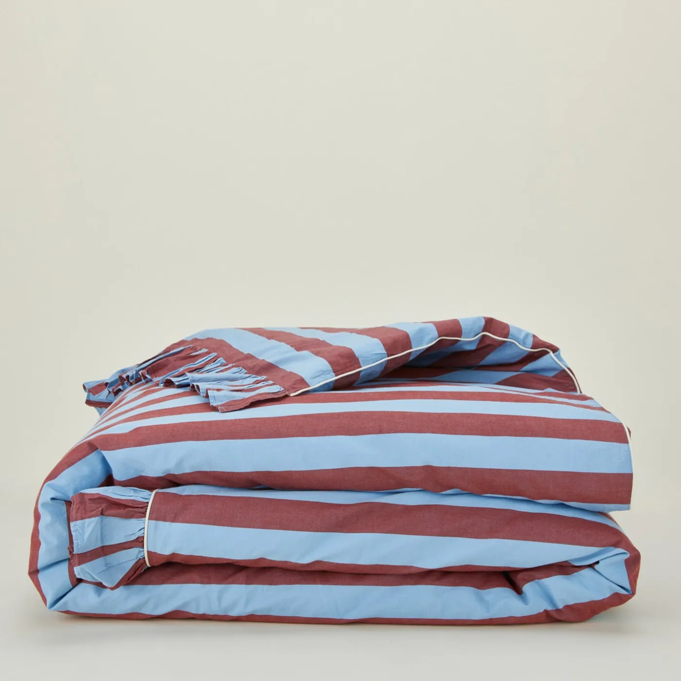 Striped + Ruffled Duvet Cover