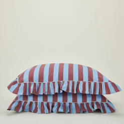 Striped + Ruffled Pillowcases, Set of 2