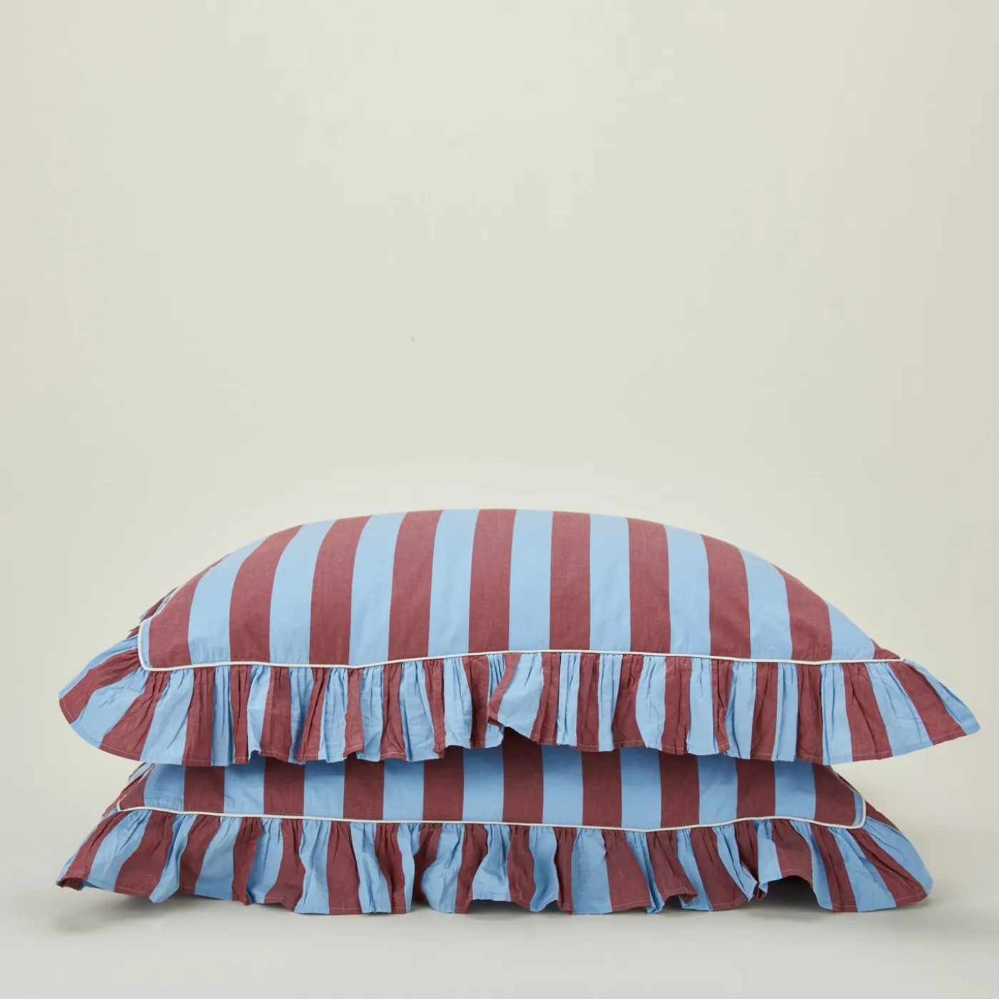 Striped + Ruffled Pillowcases, Set of 2