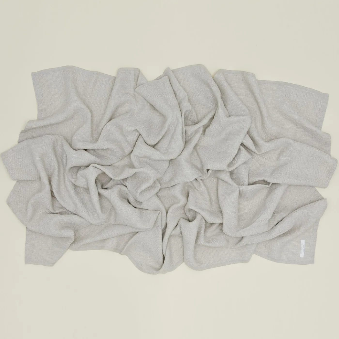 Washed Linen Waffle Throw Blanket - Natural